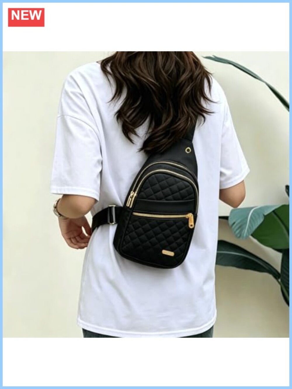 Quilted Crossbody Sling Bag with Multiple Zipper Pockets Small Purse